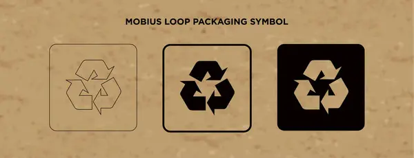 Símbolo Embalagem Vetor Mobius Loop Fundo Papelão Vetorial Marca Manuseamento — Vetor de Stock
