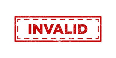 Geçersiz kırmızı grunge damgası. Geçersiz plastik rozet şablonu izole edildi