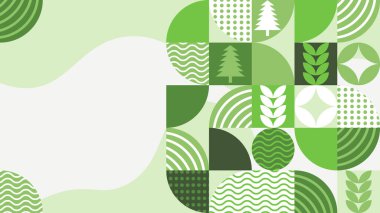 Minimalist Geometrik Arka plan. Çevresel Temalı Yeşil Arkaplan. Bitki Konseptli Modern Yeşil Arkaplan