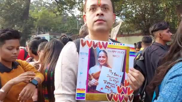 Calcutá Bengala Ocidental Índia Dezembro 2022 Protesto Homossexual Com Foto — Vídeo de Stock