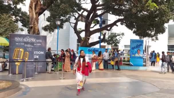 Kalkata Západní Bengálsko Indie Ledna 2023 Umělci Seřadili Před Konkurzním — Stock video