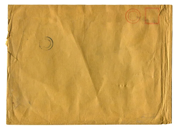 封信纸信封的前视图特写 封底为白色 边缘撕破 邮票印迹褪色 — 图库照片
