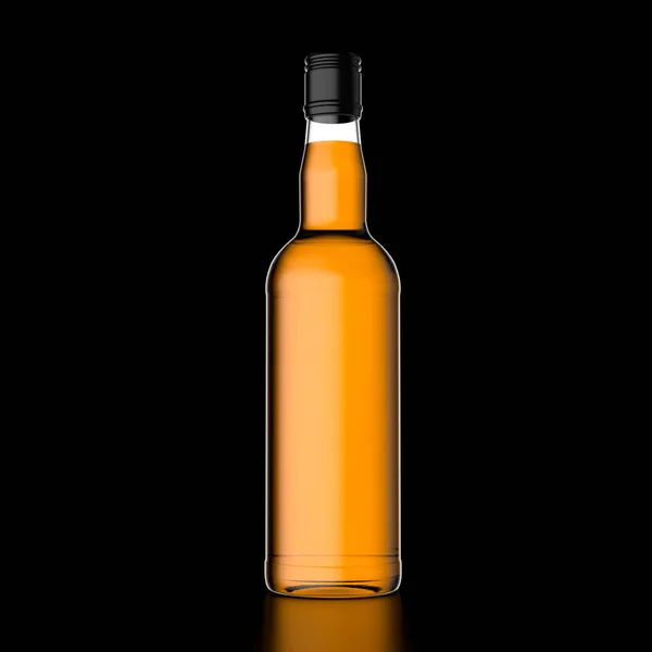 Illustrazione Vista Frontale Primo Piano Bottiglia Whisky Alto Senza Etichetta — Foto Stock