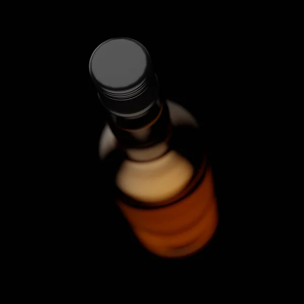 Nahaufnahme Eines Schwarzen Metallischen Schraubverschlusses Auf Einer Hohen Whiskeyflasche Auf — Stockfoto