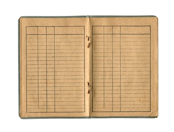 Elölnézeti Közelkép Részlet Kis Régi Nyitott Notebook Vintage Sárga Barna Stock Fotó