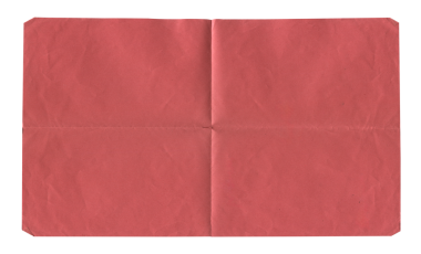 Beyaz arkaplanda izole edilmiş katlama işaretleri ile boş antika kırmızı kağıt desen ön görünüm
