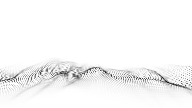 Parçacıkların soyut teknoloji dalgası. Büyük veri görselleştirmesi. Hareket noktalı hafif arkaplan. Yapay zeka. 3d oluşturma.