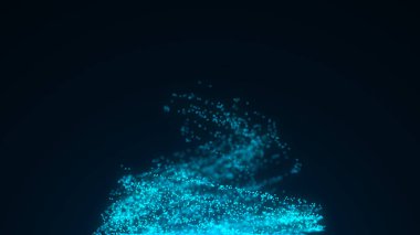 Soyut girdap parçacıkları arka planı. Dinamik mavi dalga patlamada hareket ediyor. Solucan deliği parıldayan yıldız tozu. 3d oluşturma.