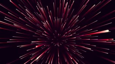 Soyut dairesel ışık hızı arkaplanı. Dinamik kırmızı çizgiler. Işığın gelecekteki patlaması. Renkli ışınlar hareket halinde. Büyük veri siber uzayı transferi. 3B görüntüleme.