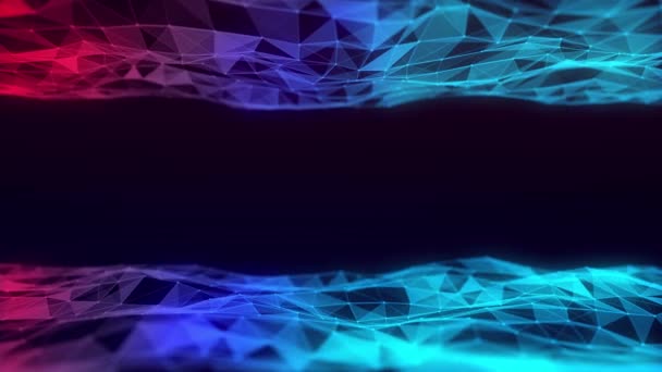 Tecnologia Abstrata Onda Dupla Partículas Visualização Big Data Fundo Escuro — Vídeo de Stock