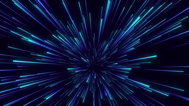 摘要圆形光速背景 动态的蓝色线条未来的光爆炸 五彩缤纷的光线在运动 大数据网络空间的转移 3D渲染 — 图库视频影像