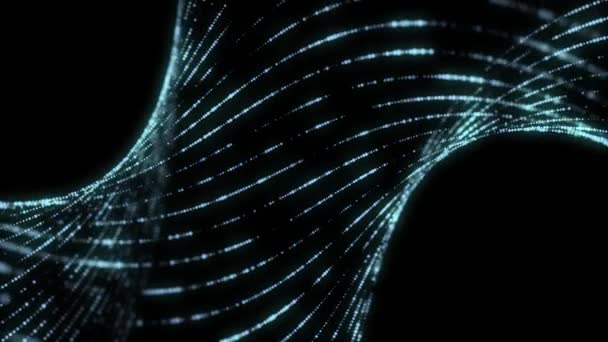 Futuristická Digitální Vlna Tečkami Temný Kyberprostor Abstraktní Hudební Pozadí Velká — Stock video