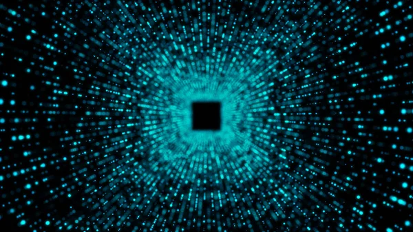 抽象的なワイヤーフレームトンネル 青いワームホール 3Dポータルグリッド 未来的なファンタジー広場の漏斗 3Dレンダリング — ストック写真