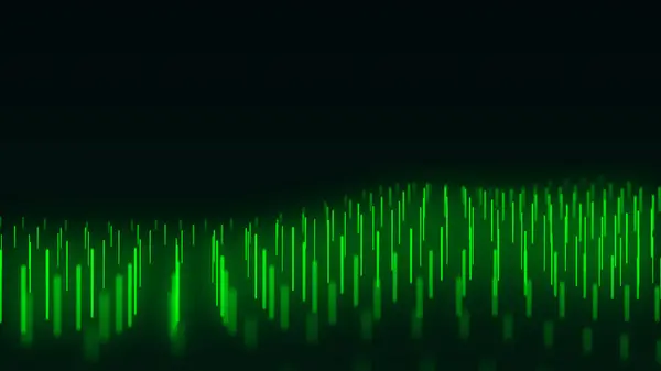 입자들의 기술의 데이터 시각화 움직임 초록색인 어두운 지능이지 렌더링 — 스톡 사진