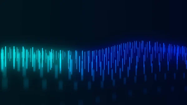 Абстрактна Технологія Хвиля Частинок Велика Візуалізація Даних Темний Фон Лініями — стокове фото