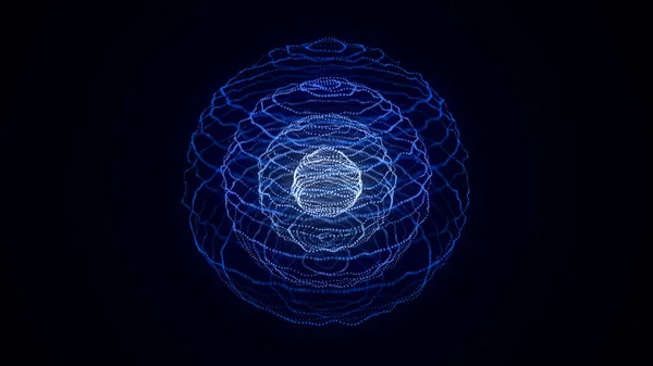 Futurystyczna Niebieska Kula Cząstek Linii Połączenie Sieciowe Big Data Abstrakcyjne — Zdjęcie stockowe