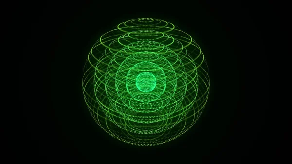 Futuristic green sphere of particles and lines. Network connection big data. Abstract technology background. 3d rendering.