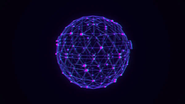Esfera Falha Futurista Partículas Linhas Big Data Conexão Rede Antecedentes — Fotografia de Stock
