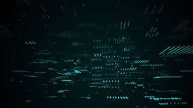 Hareketli parçacıkları olan gelecekteki dijital siber uzay. Dijital verileri sınıflandırma ve analiz etme. Vektör teknolojisi matris algoritması. Güvenlik depolama verisi.