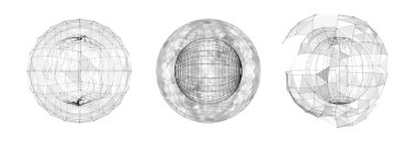 Vektör fütüristik, parçacıklardan ve çizgilerden oluşan siyah küre. Ağ bağlantısı büyük veri. Soyut teknoloji arkaplanı.