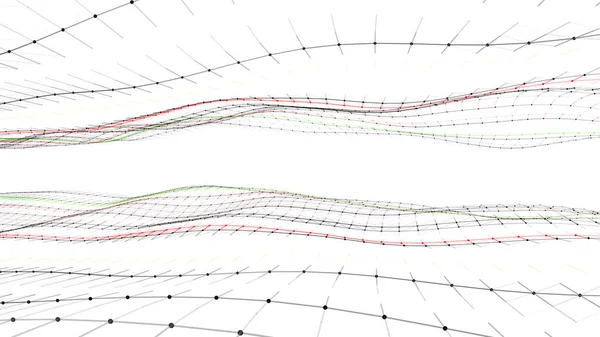 Tecnologia Astratta Doppia Onda Particelle Visualizzazione Dei Big Data Sfondo — Vettoriale Stock