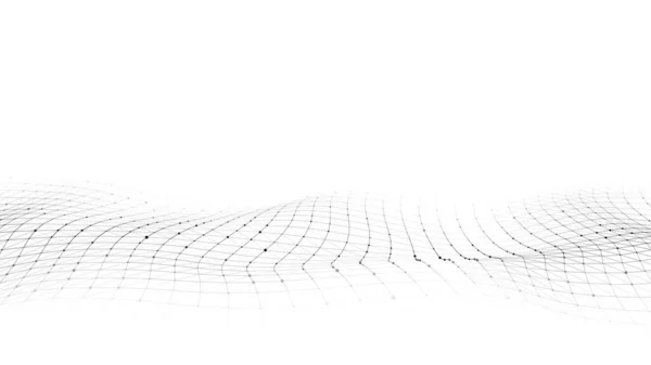Футуристические Технологические Волны Цифровой Киберпространство Абстрактные Векторные Волны Движущимися Частицами — стоковый вектор