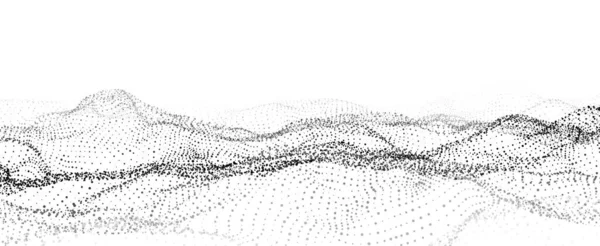 Футуристические Технологические Волны Цифровой Киберпространство Абстрактные Векторные Волны Движущимися Частицами — стоковый вектор