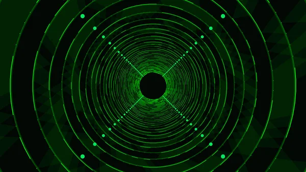 Abstract Wireframe Tunnel Vector Green Wormhole Portal Grid Futuristic Fantasy — Stock Vector