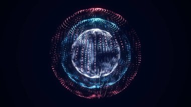 Futuristic colors sphere of particles and lines. Network connection big data. Abstract technology background. 3d rendering.