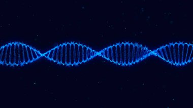 DNA 'lı moleküler arka plan. Ağ konsepti. Müzik dalgası. Büyük veri görselleştirmesi. Karanlık arkaplanda noktaları birleştiren soyut arkaplan.