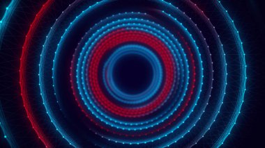 Soyut kablo şeması tüneli. Solucan deliği renkleri. Üç boyutlu portal ızgarası. Fantezi kare huni. 3d oluşturma.