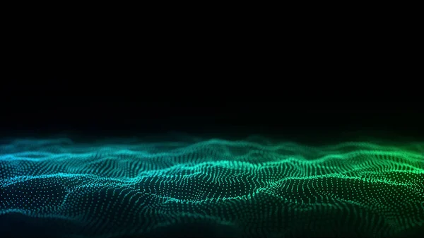 Onda Tecnologia Futurista Ciberespaço Digital Onda Abstrata Com Partículas Movimento — Fotografia de Stock