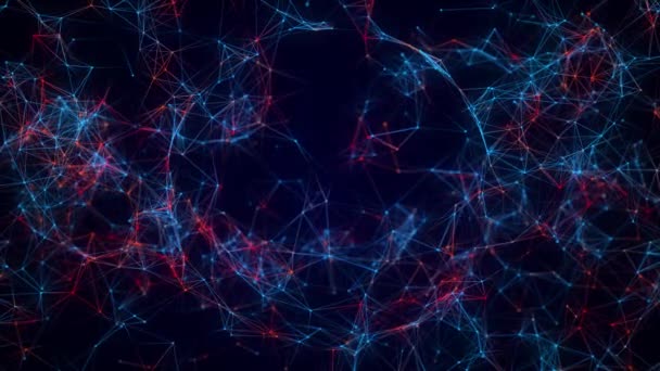 Futuristic colors sphere of particles and lines. Network connection big data. Abstract technology background. 3d rendering.