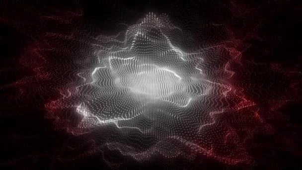 Φουτουριστικό Ψηφιακό Κύμα Κορυφαία Θέα Σκοτεινό Κυβερνοχώρο Έκρηξη Σωματιδίων Αφηρημένο — Αρχείο Βίντεο