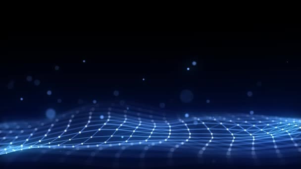 Gelecekçi Teknoloji Dalgası Dijital Siber Uzay Mavi Zemin Üzerinde Hareket — Stok video