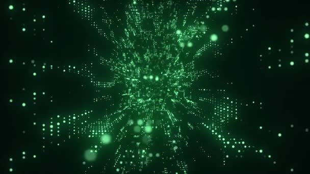 Abstrakcyjny Tunel Zielony Tunel Sieć Portali Futurystyczny Kwadratowy Lejek Fantazji — Wideo stockowe