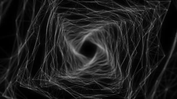 Abstract Wireframe Tunnel Black Wormhole Portal Grid Futuristic Fantasy Square — Video