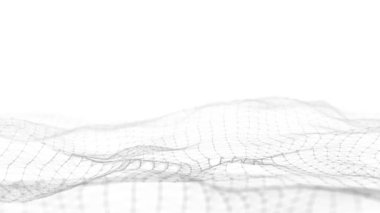 Parçacıkların soyut teknoloji dalgası. Büyük veri görselleştirmesi. Hareket noktaları ve çizgileri olan hafif bir arkaplan. Yapay zeka. 3d oluşturma.