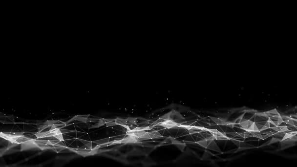 未来的なテクノロジーの波 デジタルサイバー空間 黒い背景に動く粒子を持つアブストラクト波 ビッグデータ分析 3Dレンダリング — ストック動画