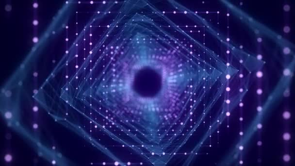 터널을 Colors Wormhole 그리드 미래의 환상적 사각형 깔때기 렌더링 — 비디오