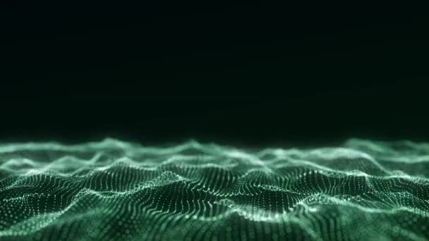 Gelecekçi Teknoloji Dalgası Dijital Siber Uzay Yeşil Zemin Üzerinde Hareket — Stok video