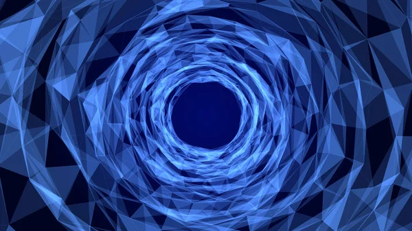 Abstract Wireframe Tunnel Vector Blue Wormhole Portal Grid Futuristic Fantasy — Stock Vector