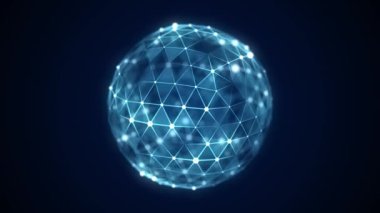 Parçacıkların ve çizgilerin gelecekteki mavi küresi. Ağ bağlantısı büyük veri. Soyut teknoloji geçmişi. 3d oluşturma.