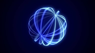 Parçacıkların ve çizgilerin gelecekteki mavi küresi. Ağ bağlantısı büyük veri. Soyut teknoloji geçmişi. 3d oluşturma.