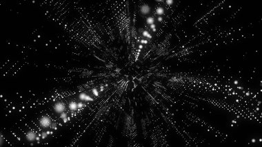 Soyut kablo şeması tüneli. Kara solucan deliği. Üç boyutlu portal ızgarası. Fantezi kare huni. 3d oluşturma.