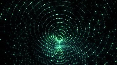 Abstract wireframe tunnel. Light science wormhole. 3D portal grid. Futuristic fantasy funnel. 3d rendering.