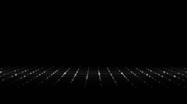 Teknoloji kablo çerçevesi. Vektör bakış açısı ızgarası. Dijital uzay. Siyah arkaplanda beyaz ağ.