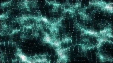 Abstract distorted wireframe wave. Curve surface background. Technology grid pattern. Blue mesh wave. 3d rendering.