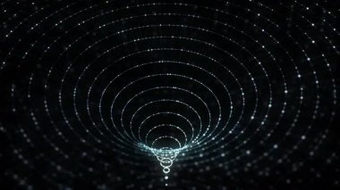 Abstract wireframe tunnel. Light science wormhole. 3D portal grid. Futuristic fantasy funnel. 3d rendering.