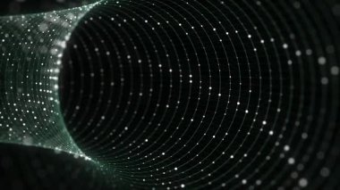 Abstract wireframe tunnel. Light science wormhole. 3D portal grid. Futuristic fantasy funnel. 3d rendering.